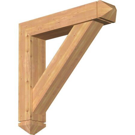 Traditional Arts And Crafts Smooth Bracket W/ Offset Brace, Western Red Cedar, 7 1/2W X 38D X 38H